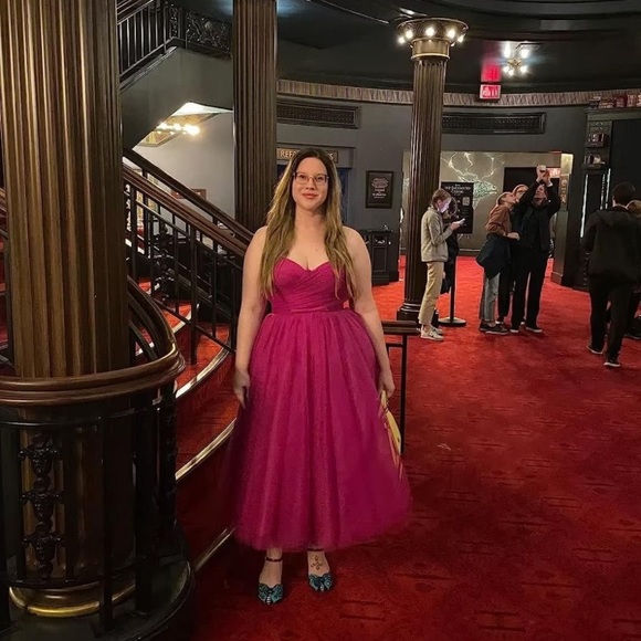 Women’s tulle spaghetti strep tea length dress - Picture 5 of 7